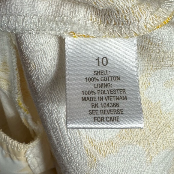 Luxe By Carmen Marc Valvo Yellow White Textured Floral Print Sleeveless Dress 10 - Picture 8 of 9